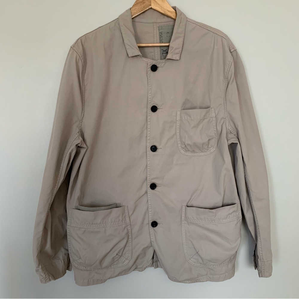 Billy Ried Khaki Utility Field Jacket Rugged Distressed Unstructured Cotton XL